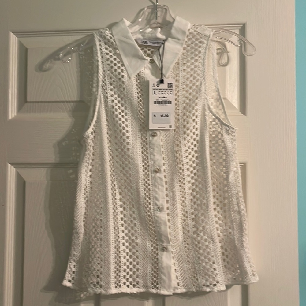 Zara collared button-up blouse